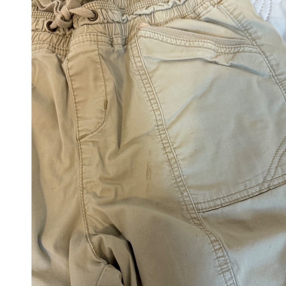 Lee Relaxed Fit Mid Rise Khaki Shorts Tan Drawstring Size 8 Medium - Picture 5 of 5